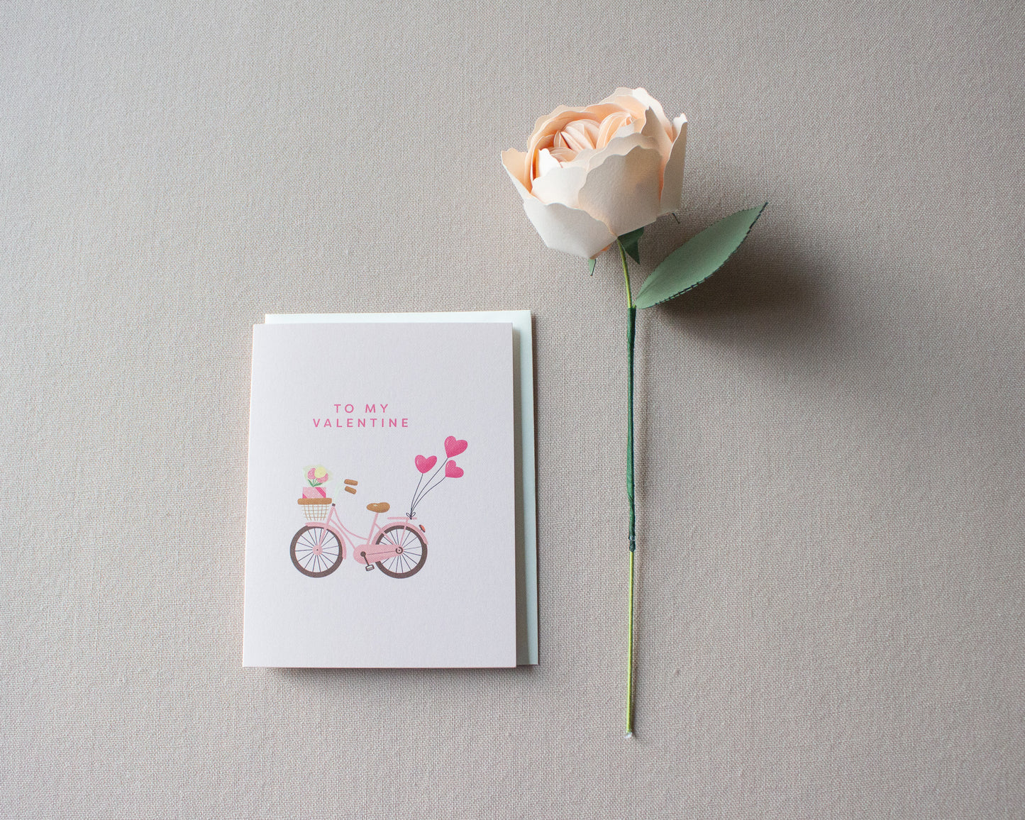 To my Valentine Bike card + Your choice of Paper Flower Valentine’s Gift Bundle