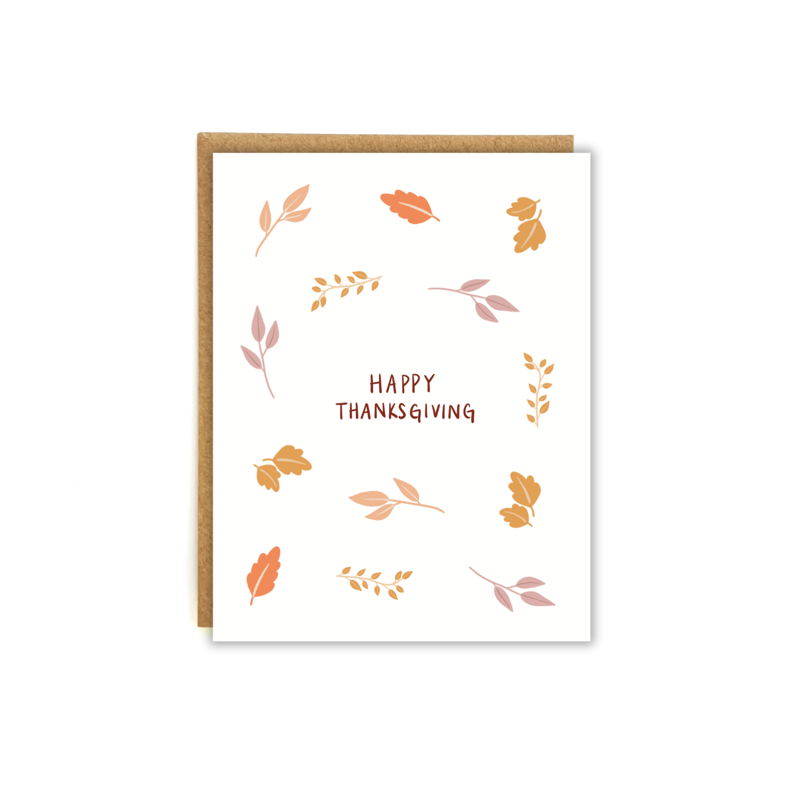 Fall foliage pattern with the text "Happy Thanksgiving"