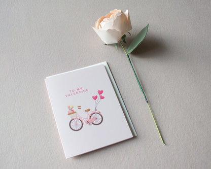 To my Valentine Bike card + Your choice of Paper Flower Valentine’s Gift Bundle